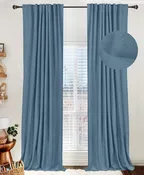 100% Blackout Shield Linen Blackout Curtains for Bedroom 84 Inches Long,Back Tab/Rod Pocket Living Room Drapes,Thermal Insulated Textured Blackout Curtains 2 Panels Set,50" W x 84" L,Cream