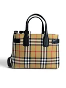 Burberry Goatskin Vintage Check Small Banner Tote Black