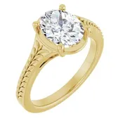 114K Yellow Gold 9x7 mm Oval Solitaire Accented Engagement Ring. 127436:1426:P