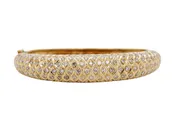 14K Gold Diamond Bangle 6 in