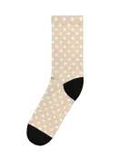 Oatmeal Cream and White Polka Dot Eco Friendly Crew Socks