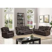 3 Piece Espresso Reclining Sofa Set - Ashley