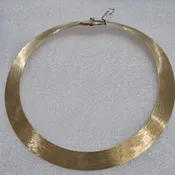 14kt Gold 17" Wide, Ribbed Omega Fashion Necklace Weighing 45.3dwt