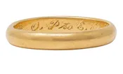 1915 18 Karat Yellow Gold Inscribed Antique Unisex Wedding Band Ring