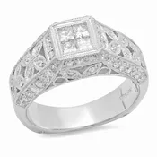 14K White Gold Engagement Ring