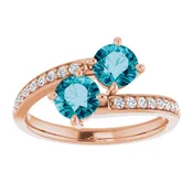 14k Rose Topaz &amp;amp; Diamond Bypass Ring