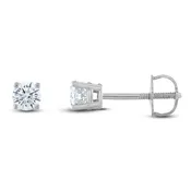 Certified Diamond Solitaire Earrings 1/2 ct tw Round 14K White Gold (I1/I)