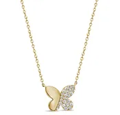 14K Yellow Gold Diamond Butterfly Necklace
