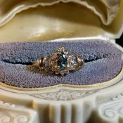 Natural Alexandrite Diamond Halo 14k Gold Ring