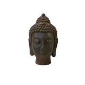 10.5 " Vintage Iron Metal Finish Rustic Buddha Head Display Figure ws3478S