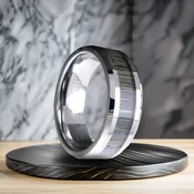 8 mm Tungsten with Hickory Inlay Model #1009