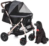 ♻️ Factory Refurnished - HPZ™ PET ROVER XL Extra-Long Premium Stroller for Small/Medium/Large Dogs, Cats and Pets (Gray - 2nd Gen.)
