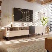 70.9 TV Stand with Double Storage Space and Drop Down Door for TVs Up to 80