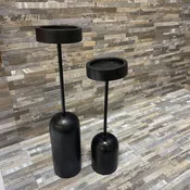 2pc Black Soho Wooden Iron Candle Pillars ACCESSORIES 3.5Wx15H