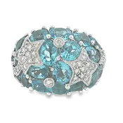 14K Gold Blue Topaz Diamond Accent Women's Ring