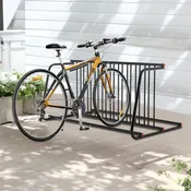 10-Bike Floor Rack with Double-Sided Storage - Metal