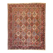 10'0" x 13'10" RUST AND RUST BAKHTIARI GEOMETRIC PERSIAN RUG