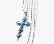 Ice City Silver and Blue Cross Pendant Necklace