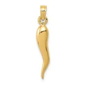 14KT Solid Medium 3D Italian Horn Pendant