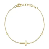 0.03ctw Diamond Bezel Cross Bracelet