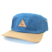 "Crescent Moon" • 5 Panel Hat • Denim/Khaki
