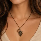 Acorn Oak Leaf Necklace, Antique Copper