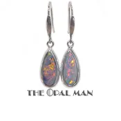 14K White Gold Australian Opal Doublet Dream Drop Earrings – 423-00328