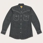 Men's Black Diamond Print Long Sleeve Cowboy Western Snap Shirt