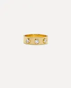 Bezel Three Stone Band Ring