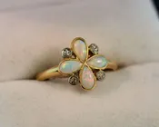 Antique Edwardian Opal & Diamond Clover Ring
