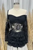 Alexia Lace Long Sleeve Top ( Black)