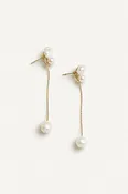 2:1 Micro Pearl Chain Strand Earrings