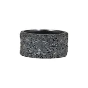 11mm Topography Ring in Oxidized Silver with Diamond Mackles