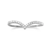 Bling Sterling Silver V Ring