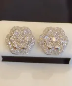1.01 CARAT CERTIFIED LAB GROWN DIAMONDS 12 MM STERLING SILVER RHODIUM PLATED STUDS EARRINGS
