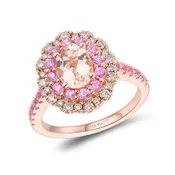 14K Rose Gold .36cttw Diamond, 1.54ct Morganite, Pink Sapphire Ring