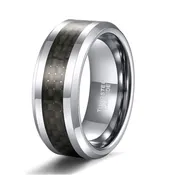 6mm/8mm Tungsten Ring Blue or Black Carbon Fiber Inlay