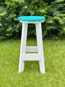 14" Round Bar Stool- Aruba Blue & White