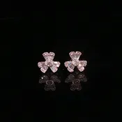 Diamond Floral Three-Petal Stud Earrings in White Gold