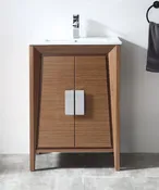 24 Inch Contemporary Freestanding Light Wheat Larvotto Bathroom Vanity, Single Sink