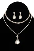 2 IN 1 RHINESTONE PAVE EVENING NECKLACES SET
