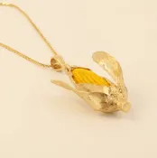 14kt Gold Corn Cob Necklace with Yellow Corn Cob