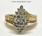 10K Two-tone Gold Diamond Illusion Cluster Ring