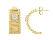 14K Half Moon Hoop Diamond Earrings