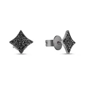 14k Black Gold Black Diamond Cluster Stud Earrings