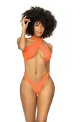 Bright Orange Ribbed Monokini Swimsuit