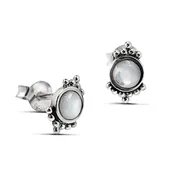 Beaded Shell Vintage Look Silver Earring Studs
