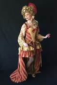 18th c. Masquerade Circus Striped Costume Ensemble