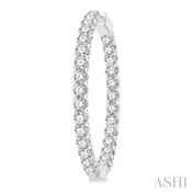 10 Ctw Inside-Out Round Cut Diamond 1 1/2 Inch Hoop Earrings in 14K White Gold