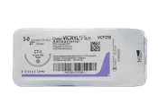 Absorbable Antibacterial Suture with Needle Coated Vicryl™ Plus Polyglactin 910 with Irgacare MP Antibacterial Suture CT-1 1/2 Circle Taper Point Needle Size 3 - 0 Braided - VCP258H